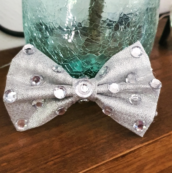 🐶 3 for $15 Pablo Diamonds Bling Bling Silver Bow Tie - Picture 13 of 15